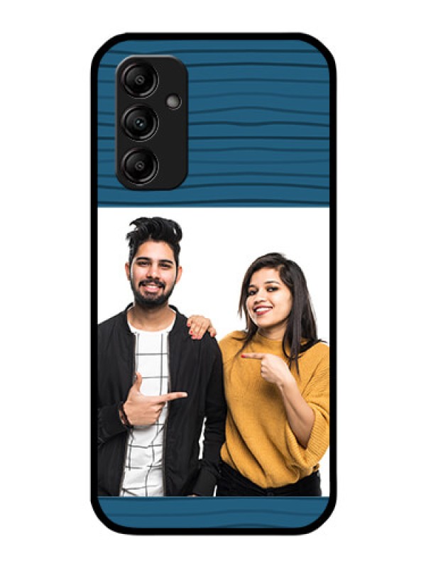 Custom Galaxy M14 5G Custom Glass Phone Case - Blue Pattern Cover Design
