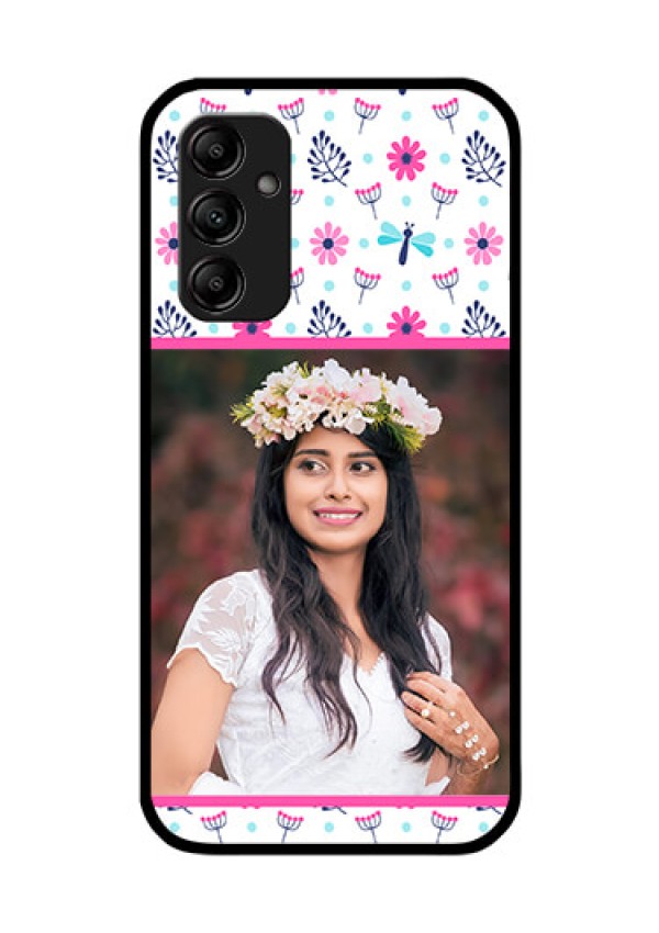 Galaxy M14 5G Photo Printing on Glass Case - Colorful Flower Design