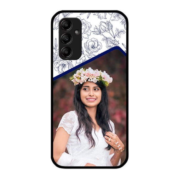 Galaxy M14 5G Personalized Glass Phone Case - Premium Floral Design