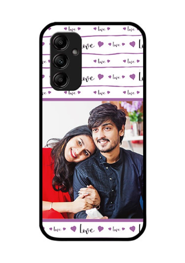 Galaxy M14 5G Custom Glass Mobile Case - Couples Heart Design