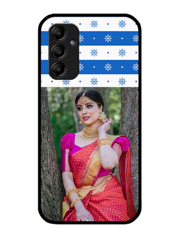 Custom Galaxy M14 5G Photo Printing on Glass Case - Snow Pattern Design