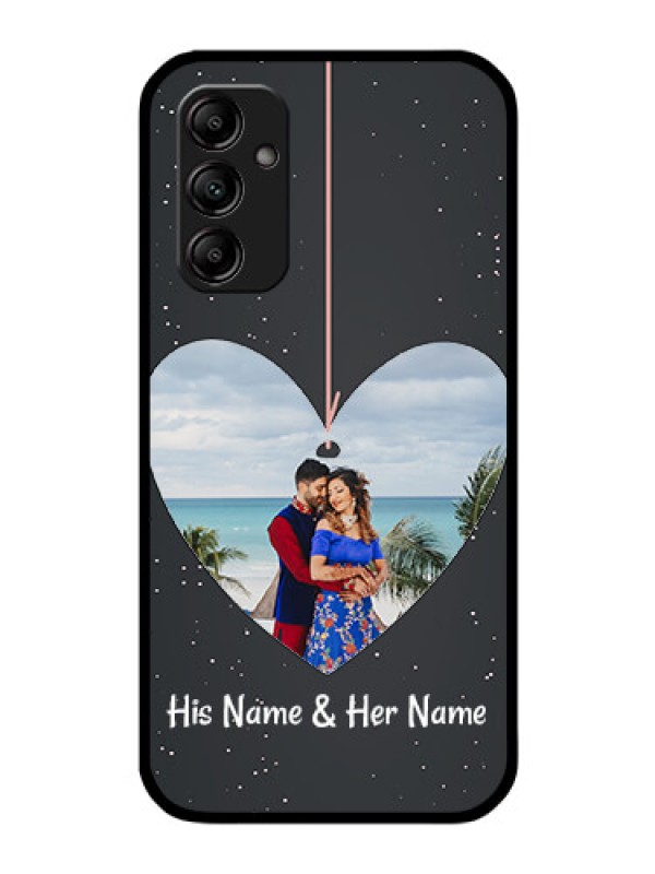 Custom Galaxy M14 5G Custom Glass Phone Case - Hanging Heart Design