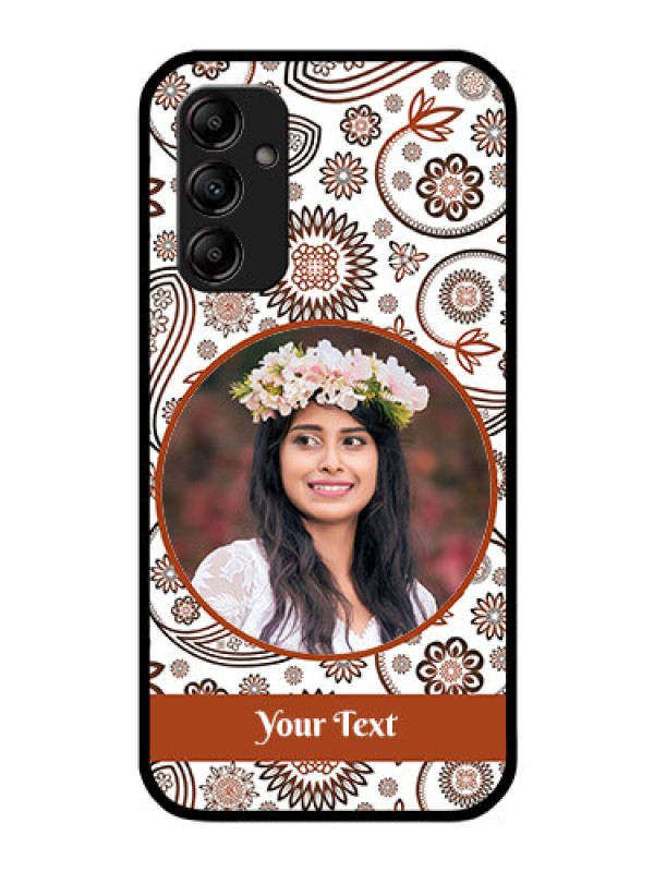 Custom Galaxy M14 5G Custom Glass Mobile Case - Abstract Flower Design