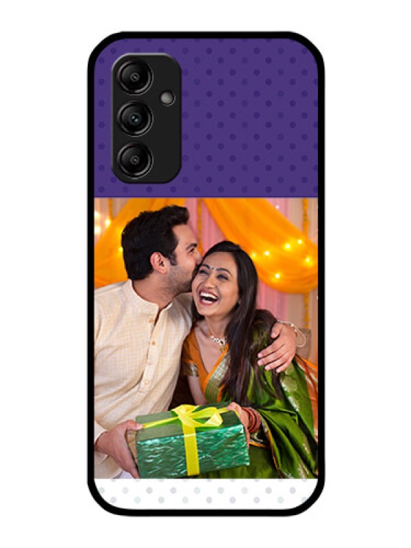 Custom Galaxy M14 5G Personalized Glass Phone Case - Violet Pattern Design