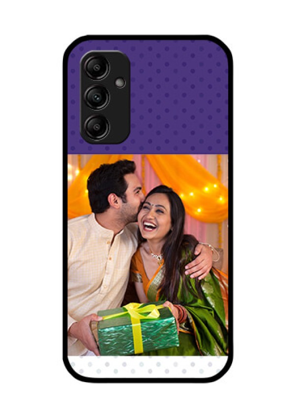 Galaxy M14 5G Personalized Glass Phone Case - Violet Pattern Design