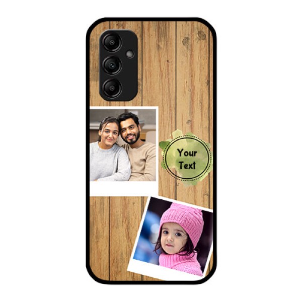 Galaxy M14 5G Custom Glass Phone Case - Wooden Texture Design