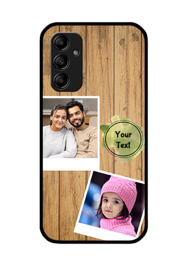 Galaxy M14 5G Custom Glass Phone Case - Wooden Texture Design