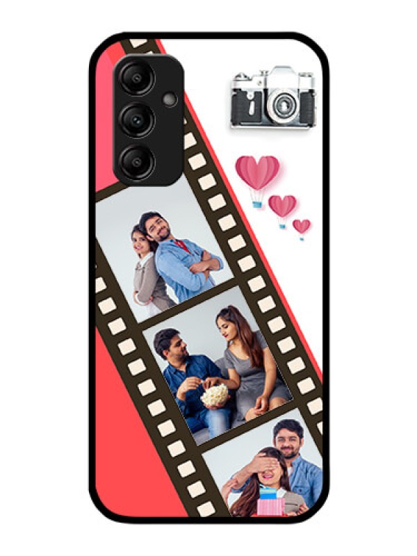 Custom Galaxy M14 5G Personalized Glass Phone Case - 3 Image Holder with Film Reel