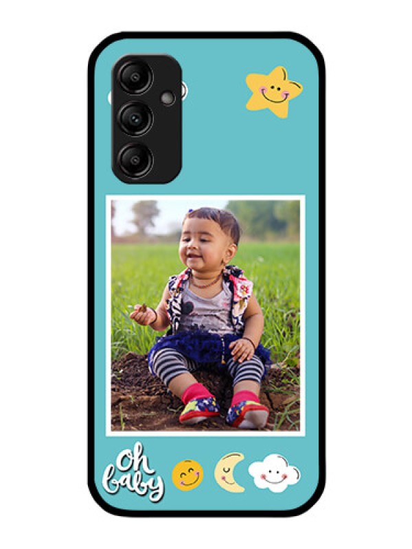 Custom Galaxy M14 5G Personalized Glass Phone Case - Smiley Kids Stars Design