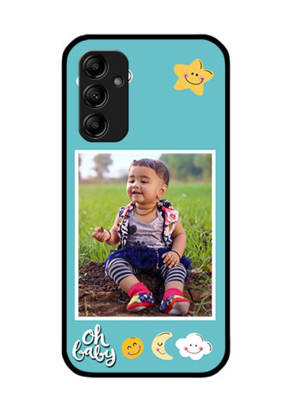 Galaxy M14 5G Personalized Glass Phone Case - Smiley Kids Stars Design
