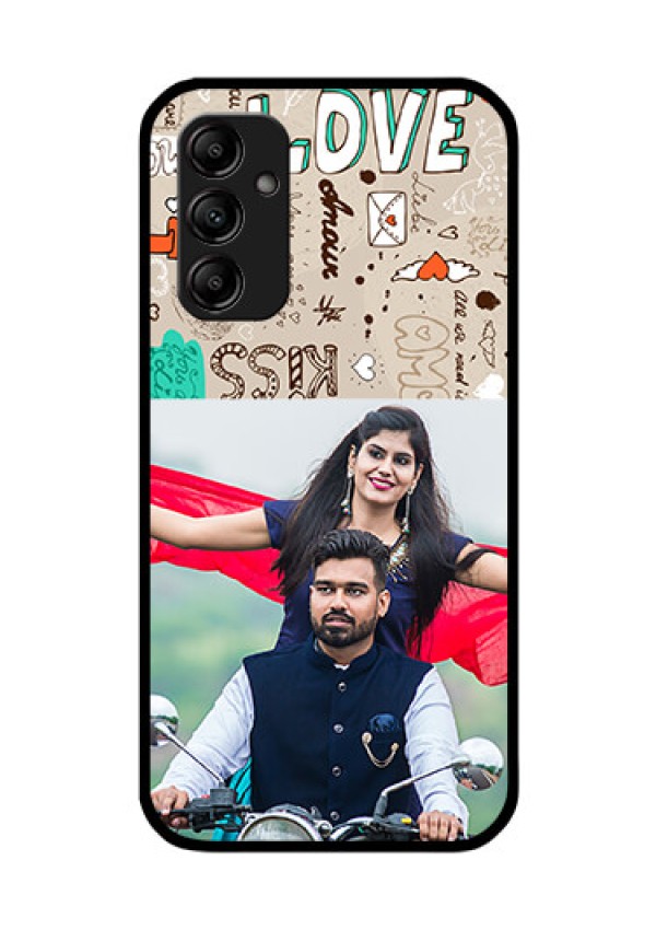 Galaxy M14 5G Custom Glass Phone Case - Love Doodle Pattern