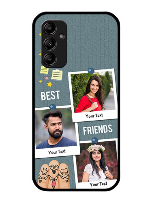 Custom Galaxy M14 5G Personalized Glass Phone Case - Sticky Frames and Friendship Design