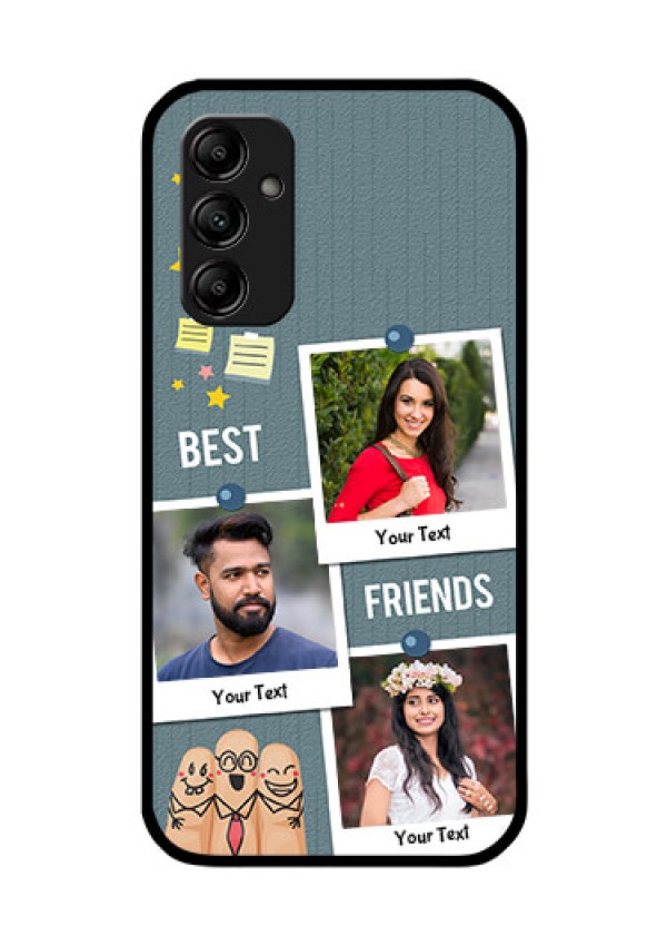 Galaxy M14 5G Personalized Glass Phone Case - Sticky Frames and Friendship Design