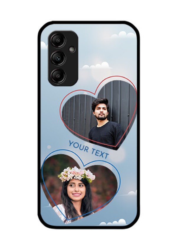 Galaxy M14 5G Custom Glass Mobile Case - Blue Color Couple Design