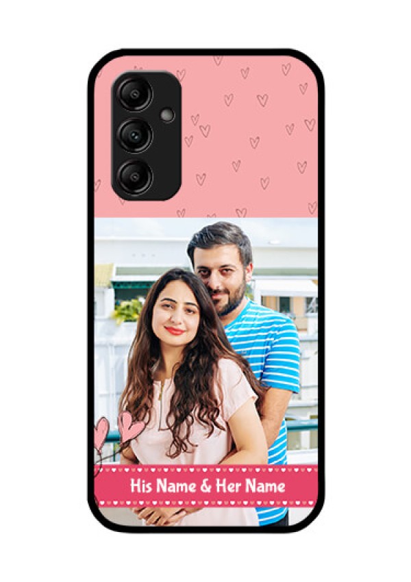 Galaxy M14 5G Personalized Glass Phone Case - Love Design Peach Color