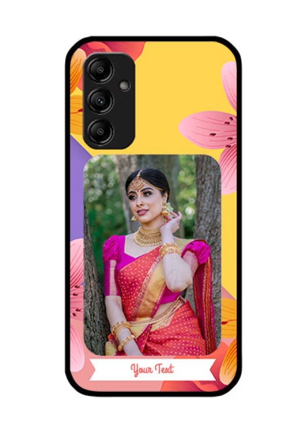 Galaxy M14 5G Custom Glass Mobile Case - 3 Image With Vintage Floral Design
