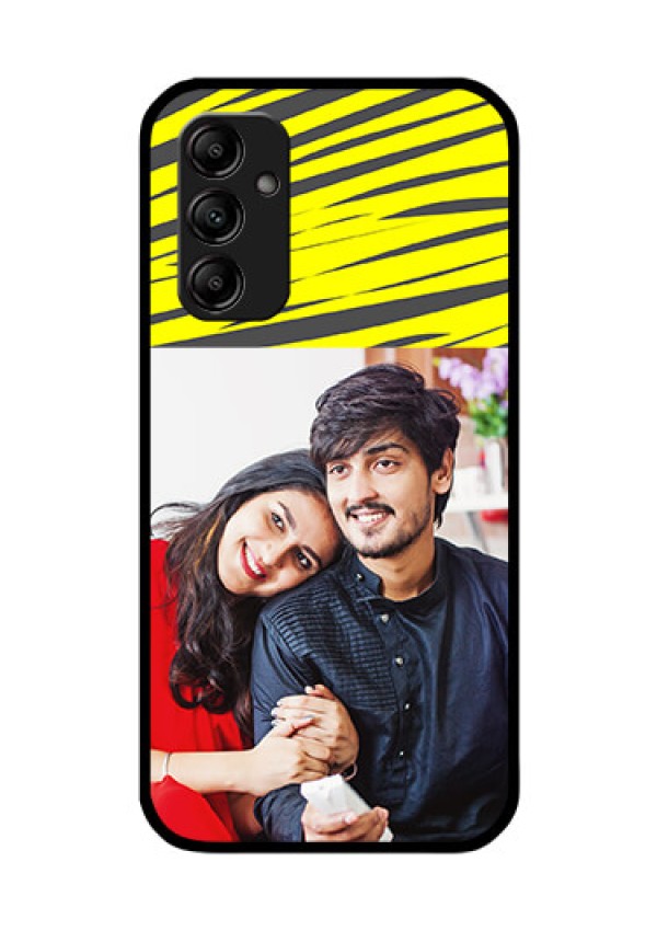 Galaxy M14 5G Photo Printing on Glass Case - Yellow Abstract Design
