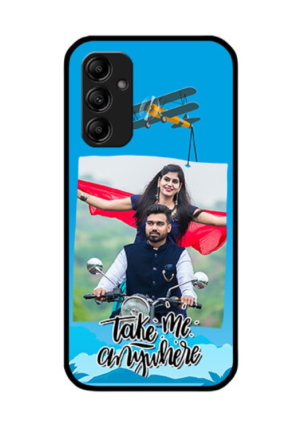 Galaxy M14 5G Custom Glass Mobile Case - Traveller Design