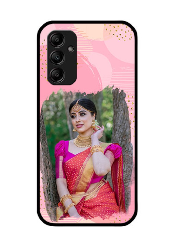 Galaxy M14 5G Personalized Glass Phone Case - Gold Glitter Splash Design