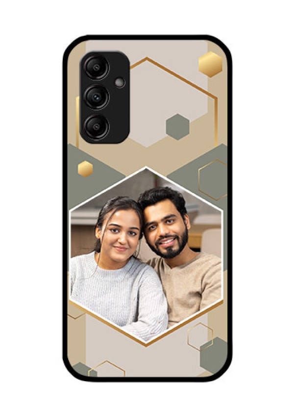 Galaxy M14 5G Photo Printing on Glass Case - Stylish Hexagon Pattern Design
