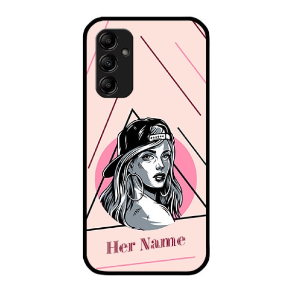 Galaxy M14 5G Personalized Glass Phone Case - Rockstar Girl Design