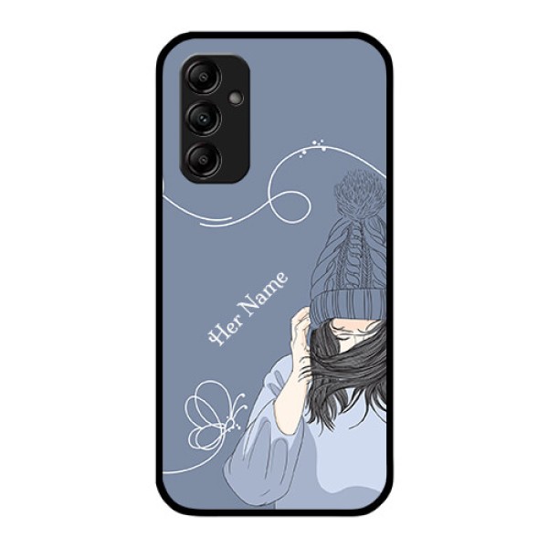 Galaxy M14 5G Custom Glass Mobile Case - Girl in winter outfit Design