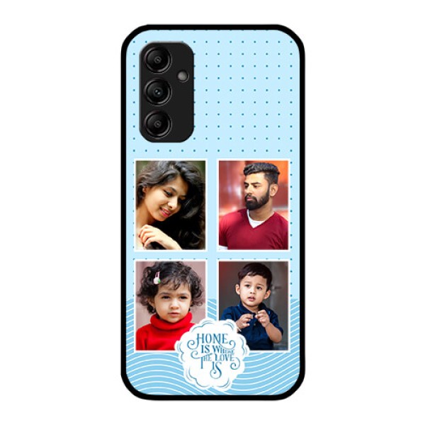 Galaxy M14 5G Custom Glass Phone Case - Cute love quote with 4 pic upload Design Galaxy M14 5G Custom Glass Phone Case - Cute love quote with 4 pic upload Design