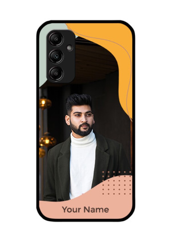 Galaxy M14 5G Personalized Glass Phone Case - Tri-coloured overlay design