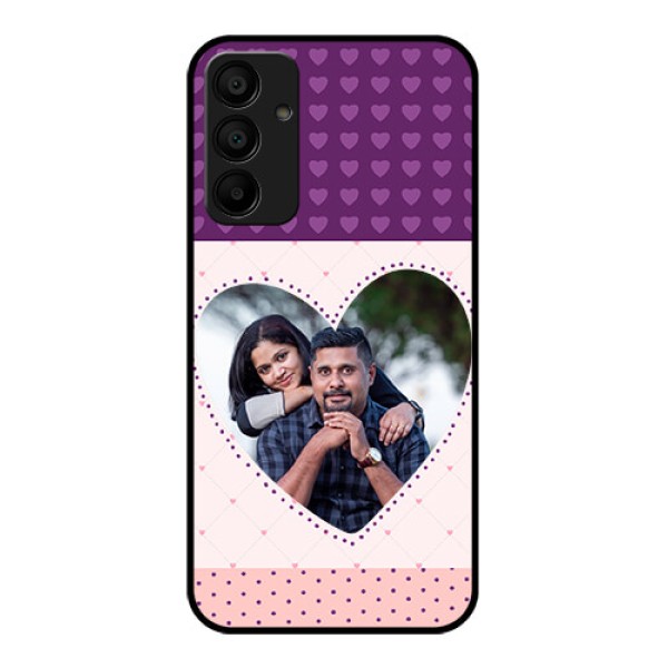 Galaxy M15 5G Custom Glass Phone Case - Violet Love Dots Design