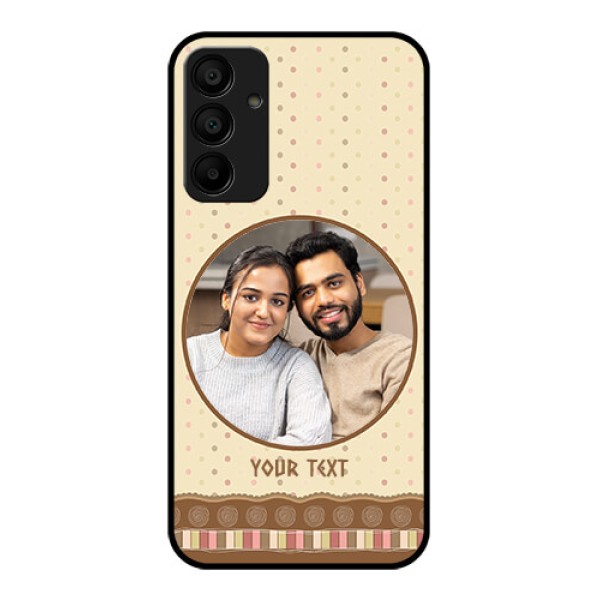Galaxy M15 5G Custom Glass Phone Case - Brown Dotted Mobile Case Design Galaxy M15 5G Custom Glass Phone Case - Brown Dotted Mobile Case Design