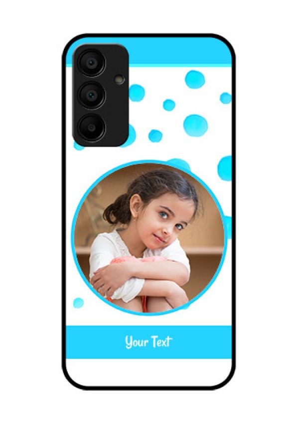 Galaxy M15 5G Custom Glass Phone Case - Blue Bubbles Pattern Design