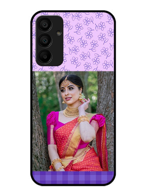 Custom Galaxy M15 5G Custom Glass Phone Case - Purple Floral Design