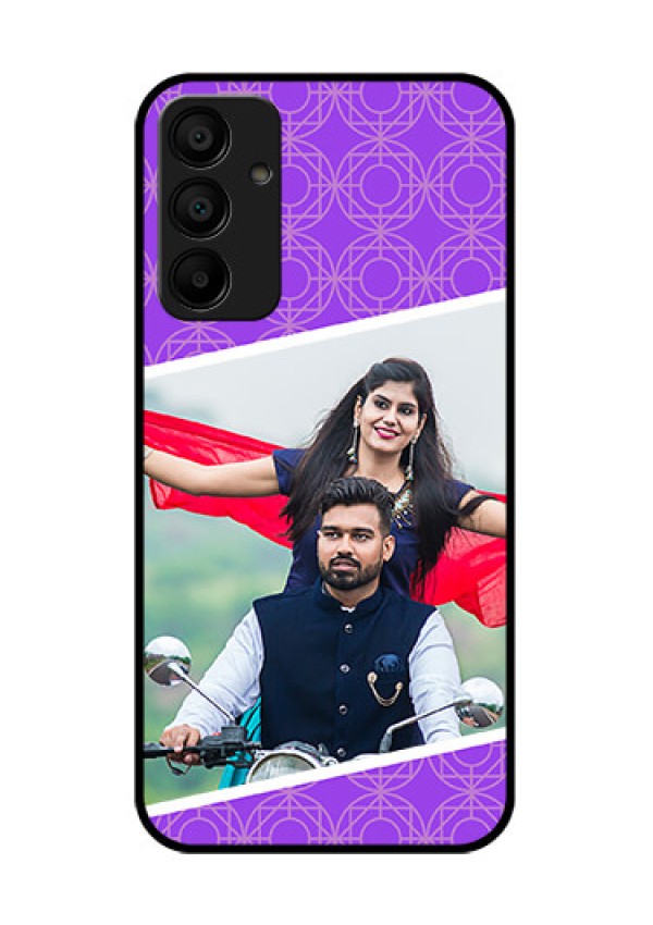 Galaxy M15 5G Custom Glass Phone Case - Violet Color Pattern Design