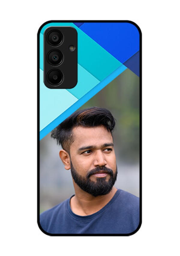 Galaxy M15 5G Custom Glass Phone Case - Blue Pattern Design