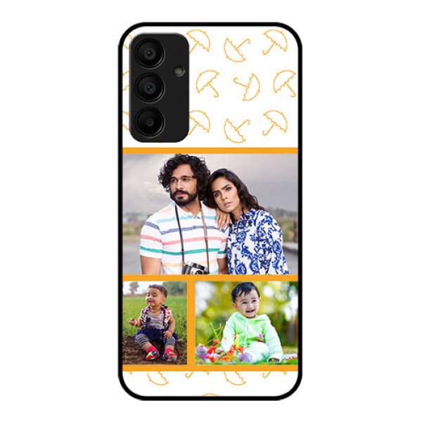 Galaxy M15 5G Custom Glass Phone Case - Yellow Pattern Design