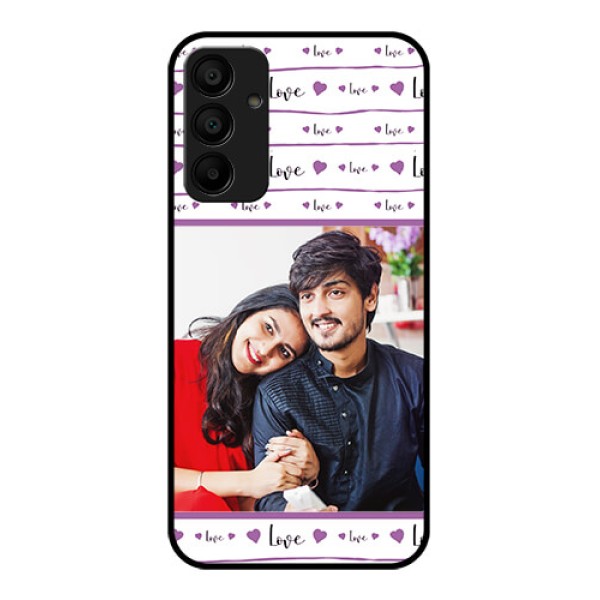 Galaxy M15 5G Custom Glass Phone Case - Couples Heart Design