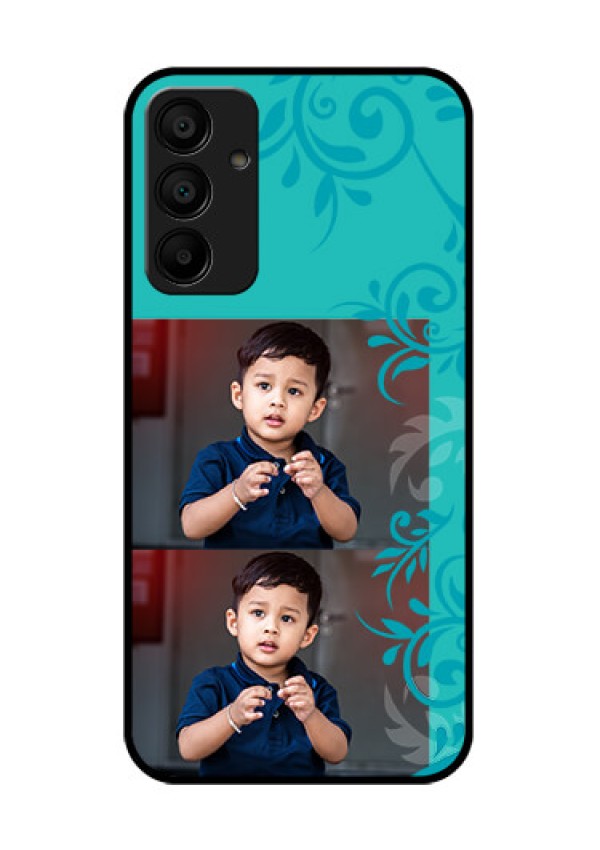 Galaxy M15 5G Custom Glass Phone Case - With Photo And Green Floral Design