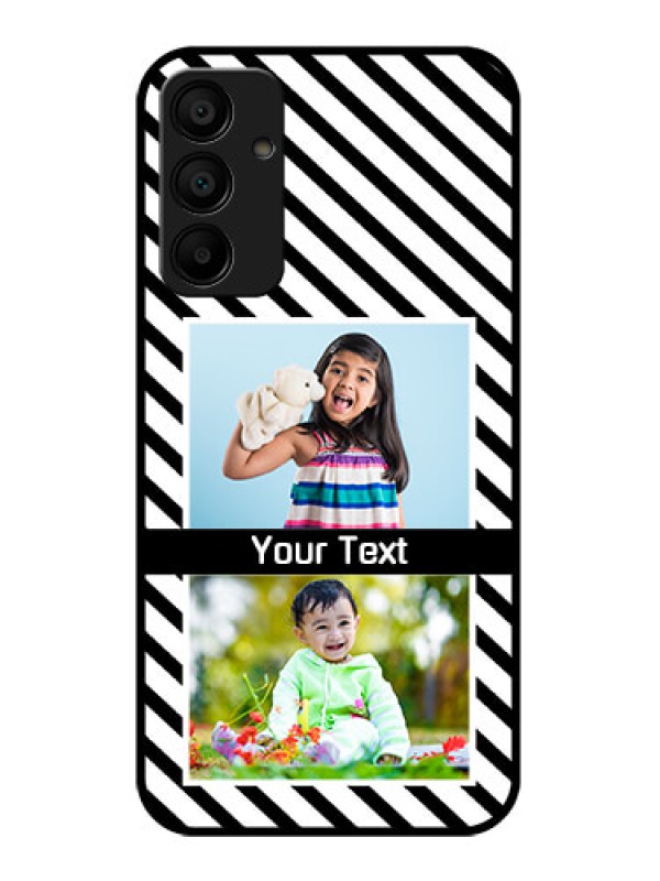 Custom Galaxy M15 5G Custom Glass Phone Case - Black And White Stripes Design