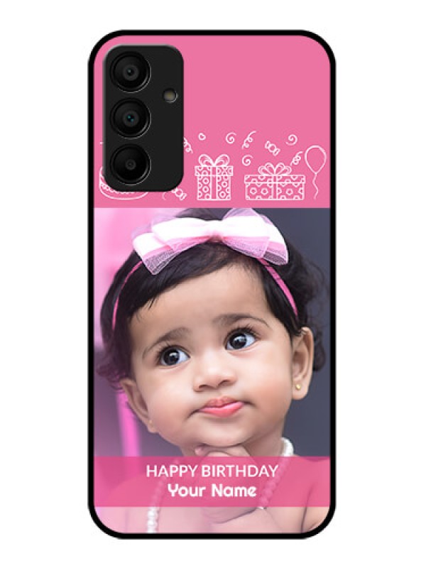 Custom Galaxy M15 5G Custom Glass Phone Case - With Birthday Line Art Design