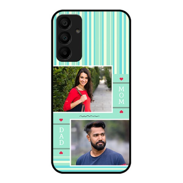 Galaxy M15 5G Custom Glass Phone Case - Mom & Dad Pic Design Galaxy M15 5G Custom Glass Phone Case - Mom & Dad Pic Design