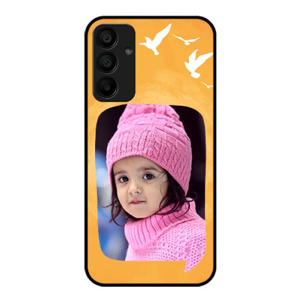 Galaxy M15 5G Custom Glass Phone Case - Water Color Design With Bird Icons