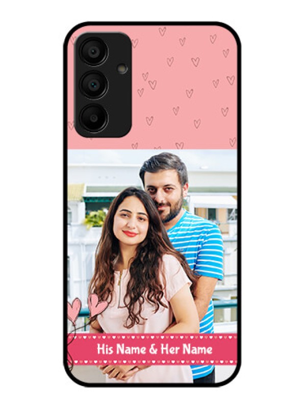 Custom Galaxy M15 5G Custom Glass Phone Case - Love Design Peach Color