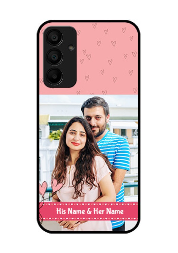 Galaxy M15 5G Custom Glass Phone Case - Love Design Peach Color