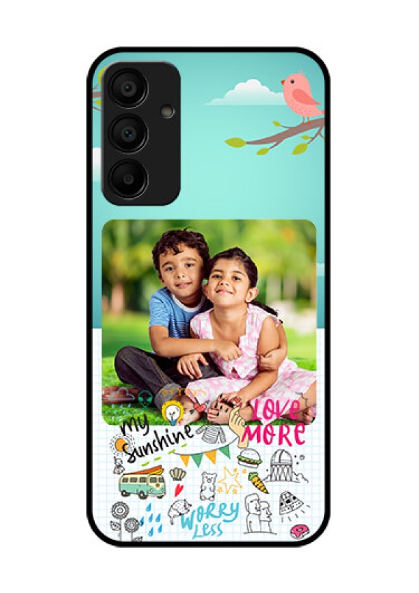 Galaxy M15 5G Custom Glass Phone Case - Doodle Love Design