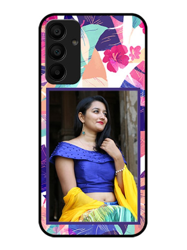 Custom Galaxy M15 5G Custom Glass Phone Case - Abstract Floral Design