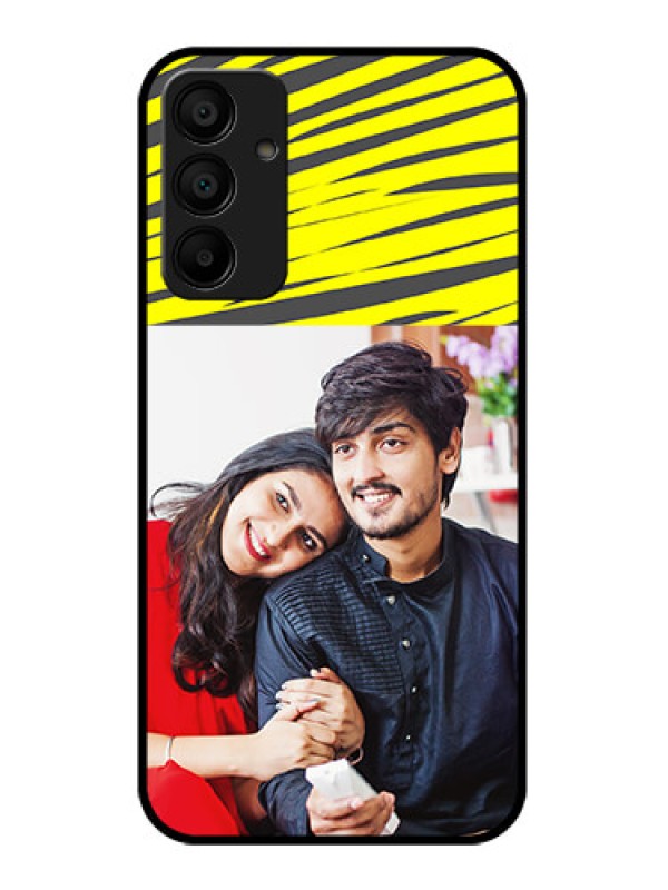 Custom Galaxy M15 5G Custom Glass Phone Case - Yellow Abstract Design