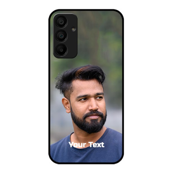 Galaxy M15 5G Custom Glass Phone Case - Photo With Text Design