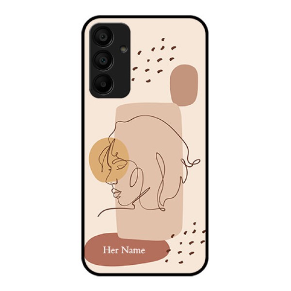 Galaxy M15 5G Custom Glass Phone Case - Calm Woman Line Art Design Galaxy M15 5G Custom Glass Phone Case - Calm Woman Line Art Design