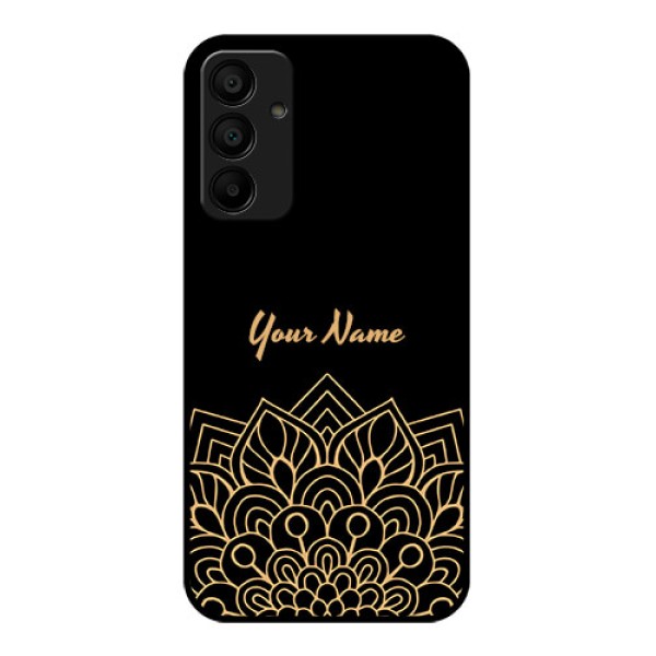 Galaxy M15 5G Custom Glass Phone Case - Golden Mandala Design