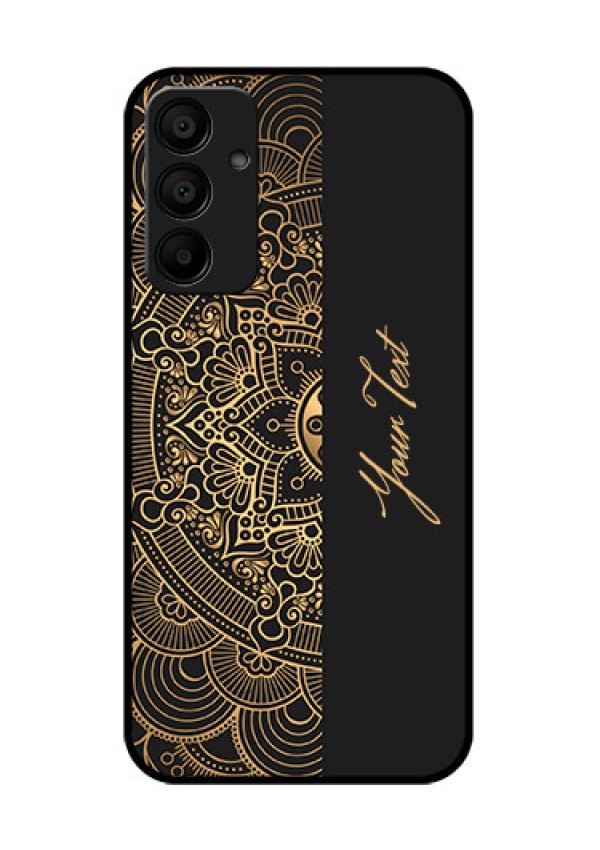 Galaxy M15 5G Custom Glass Phone Case - Mandala Art With Custom Text Design